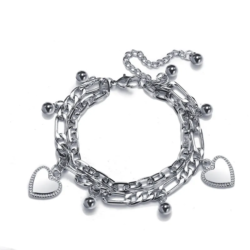 Wholesale Dark Alloy Double Layer Bear Bracelets