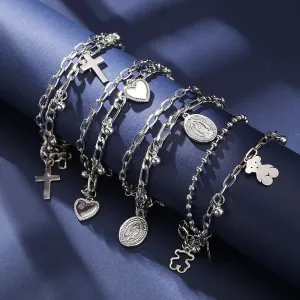 Wholesale Dark Alloy Double Layer Bear Bracelets