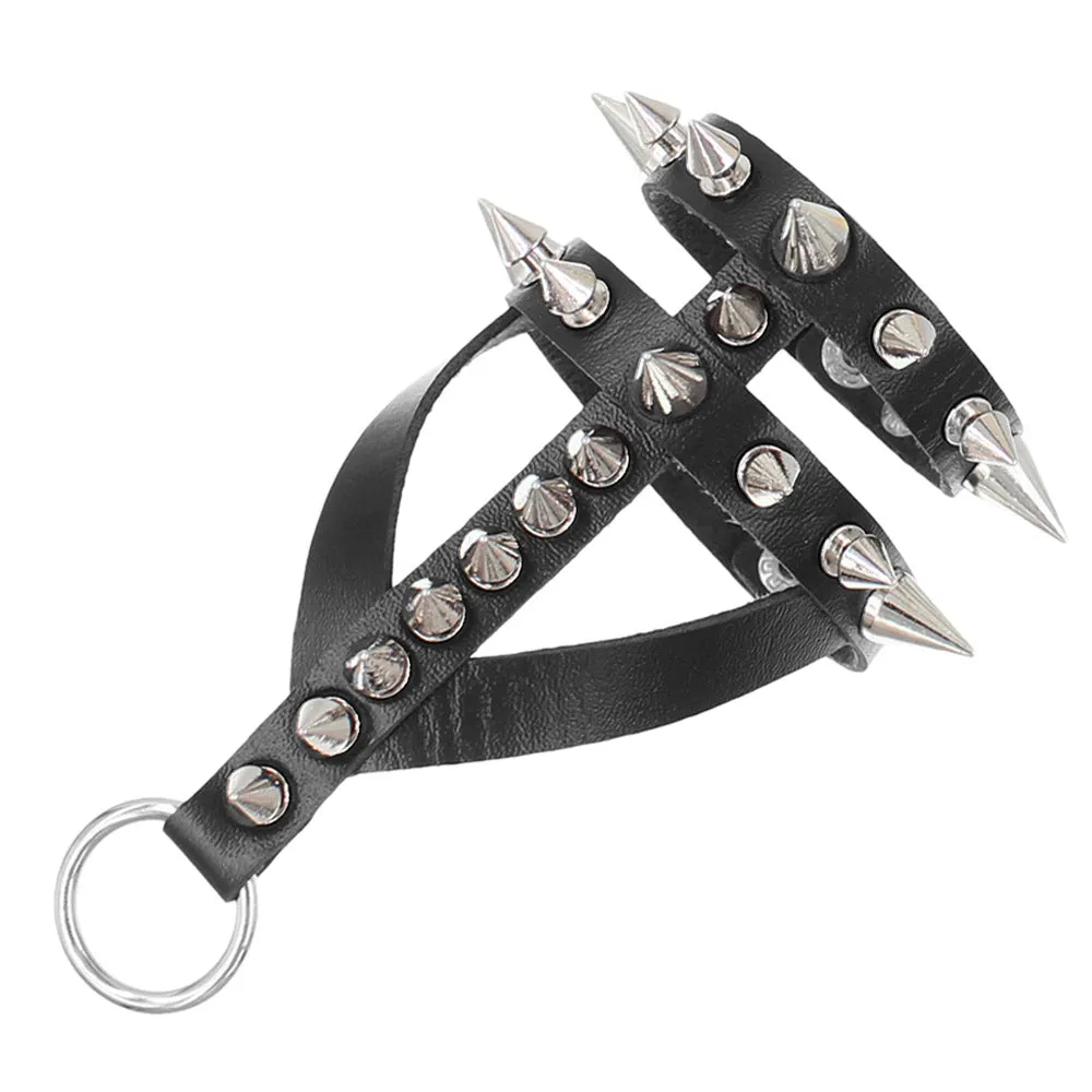 Wholesale Dark Exaggerated Gothic Bracelet Leather Alloy Pointed Rivet Bracelet Punk Style Personalized Stainless Steel Snap Bangle Bracelet
