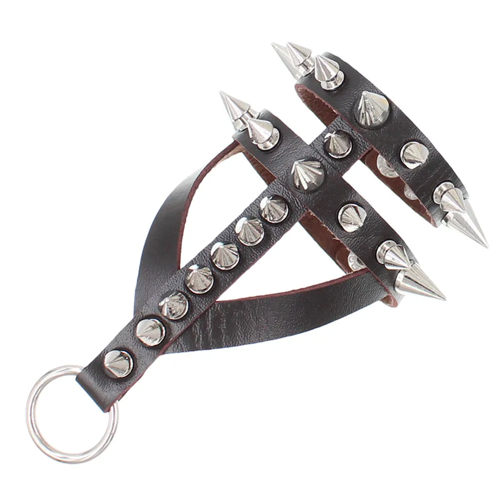 Wholesale Dark Exaggerated Gothic Bracelet Leather Alloy Pointed Rivet Bracelet Punk Style Personalized Stainless Steel Snap Bangle Bracelet