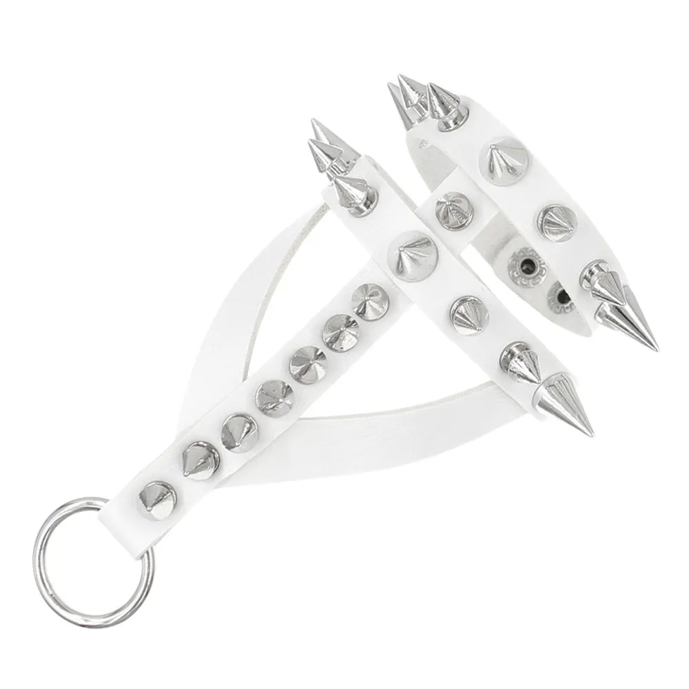 Wholesale Dark Exaggerated Gothic Bracelet Leather Alloy Pointed Rivet Bracelet Punk Style Personalized Stainless Steel Snap Bangle Bracelet