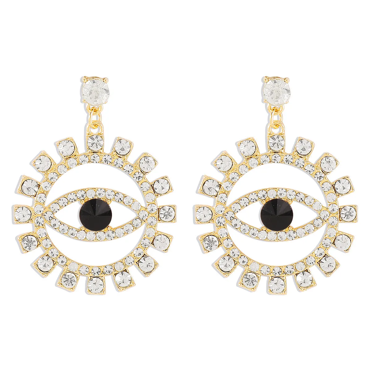 Wholesale Devil's Eye Alloy Full Diamond Earrings