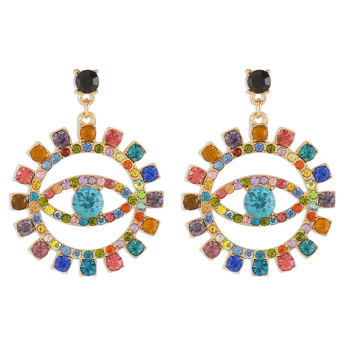 Wholesale Devil's Eye Alloy Full Diamond Earrings