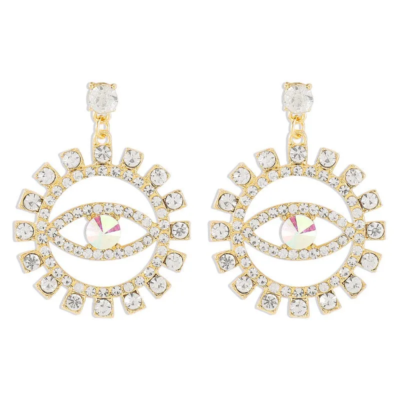 Wholesale Devil's Eye Alloy Full Diamond Earrings
