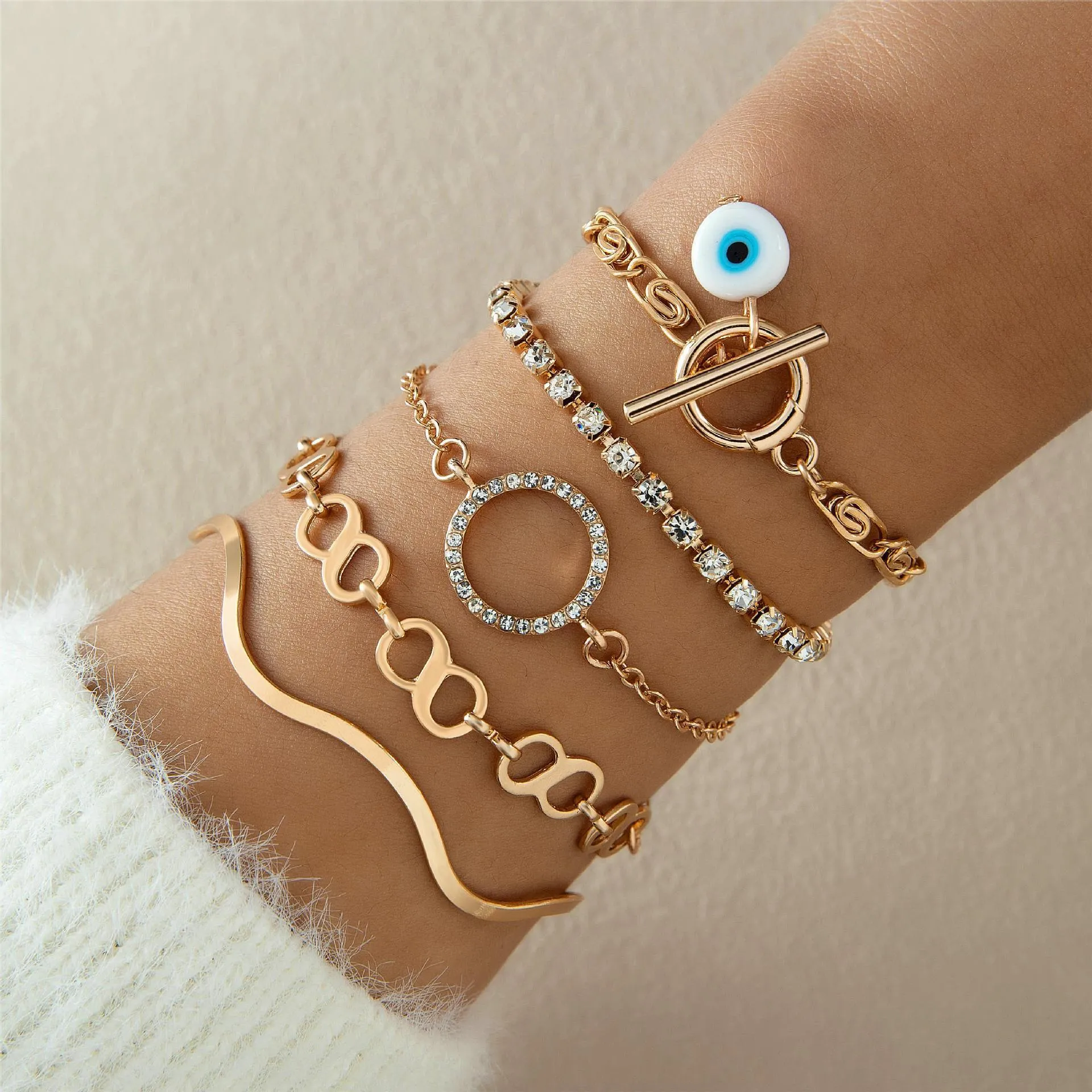 Wholesale Devil's eye bracelet design niche versatile eye bracelet set