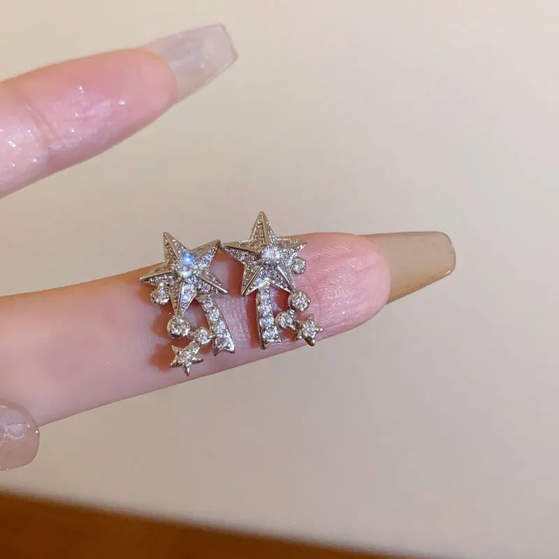 Wholesale Diamond Butterfly Flower Five Pointed Star Tassel Alloy Earrings