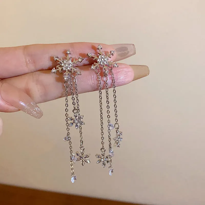 Wholesale Diamond Butterfly Flower Five Pointed Star Tassel Alloy Earrings