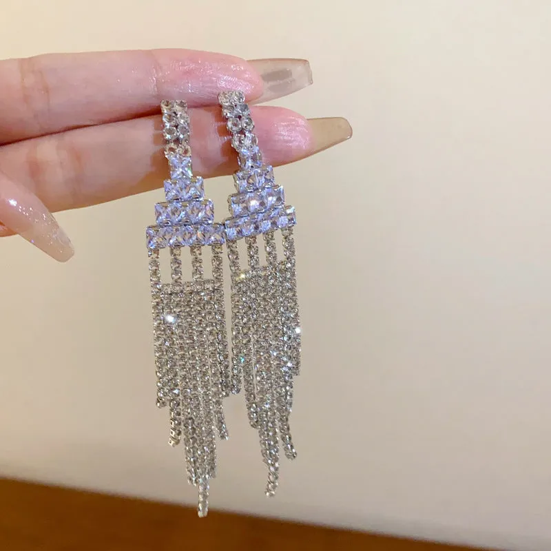 Wholesale Diamond Butterfly Flower Five Pointed Star Tassel Alloy Earrings