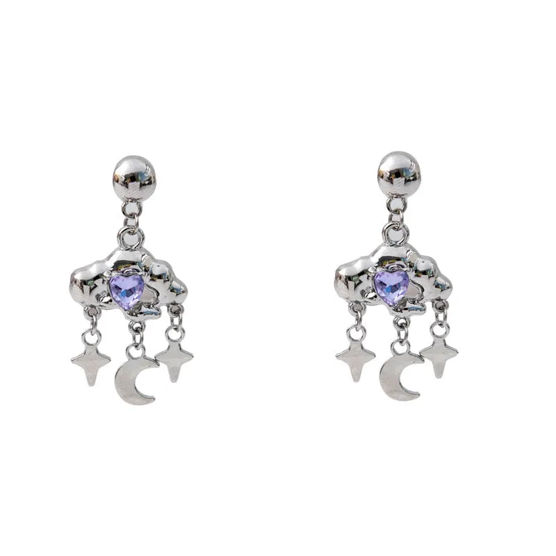 Wholesale Diamond Cloud Stars Tassel Love  Alloy Earrings