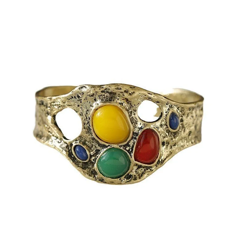 Wholesale diamond color irregular three-dimensional wide bracelet