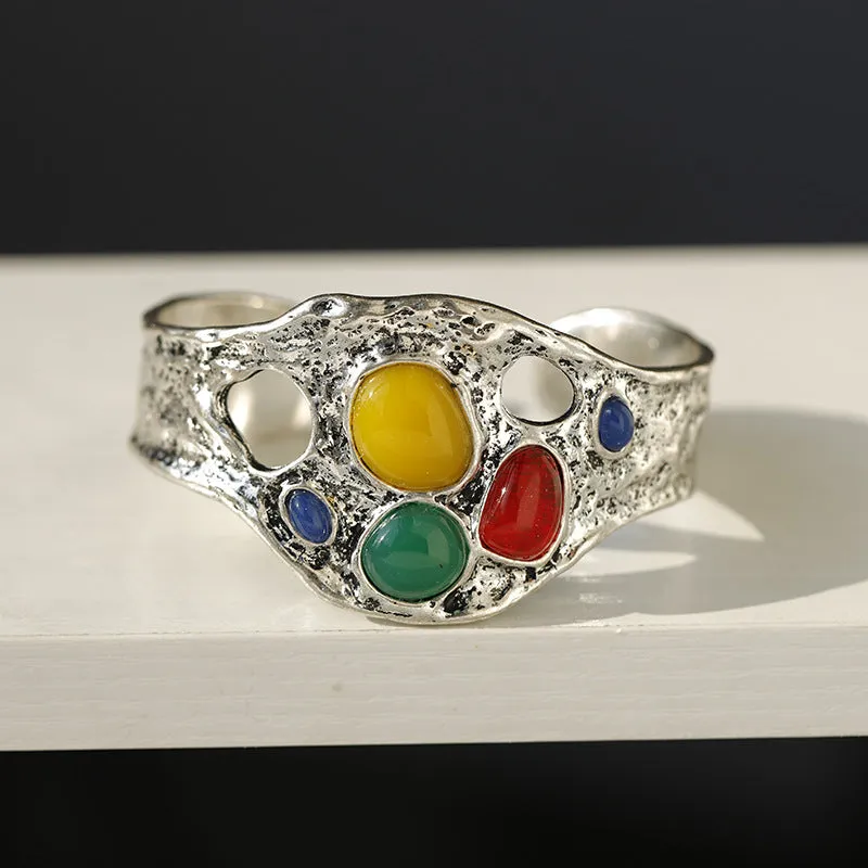 Wholesale diamond color irregular three-dimensional wide bracelet