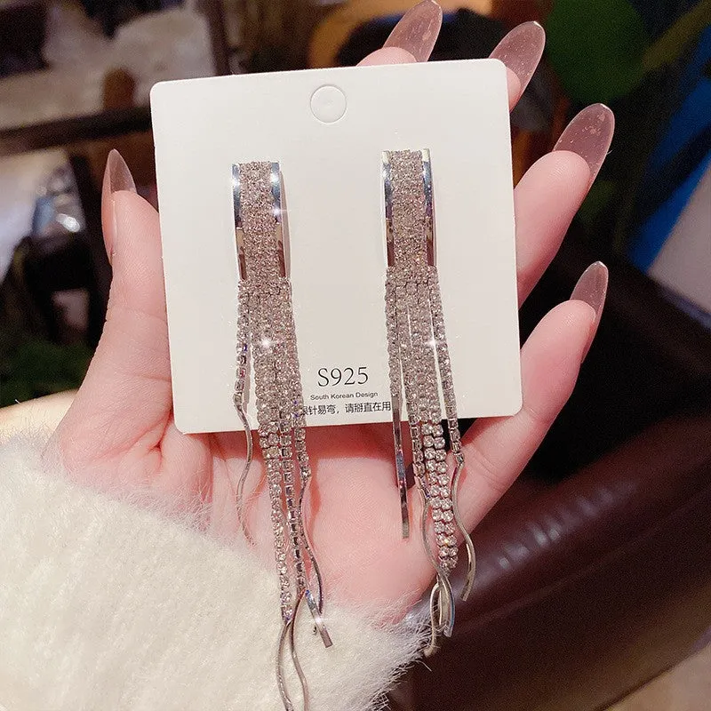 Wholesale diamond-embedded  temperament Super fairy  slimming  exaggerated earrings