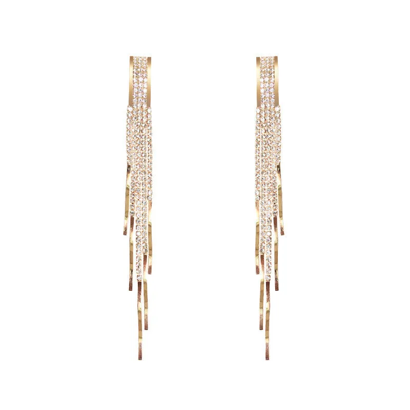 Wholesale diamond-embedded  temperament Super fairy  slimming  exaggerated earrings