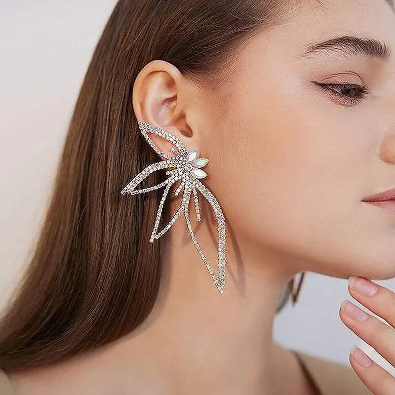 Wholesale Diamond Inlaid Butterfly Girl Alloy Earrings