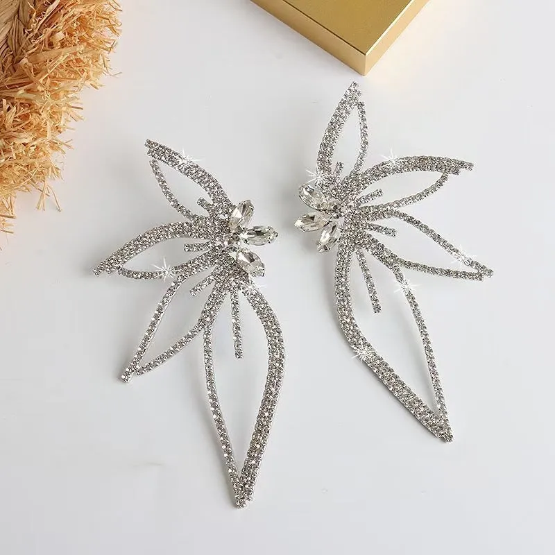 Wholesale Diamond Inlaid Butterfly Girl Alloy Earrings
