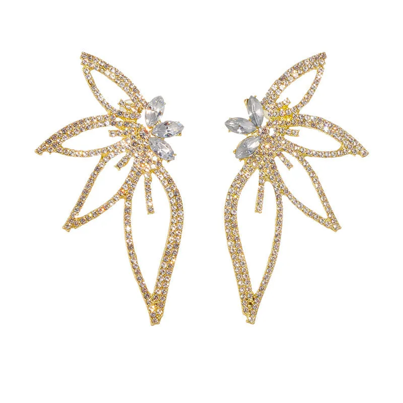 Wholesale Diamond Inlaid Butterfly Girl Alloy Earrings