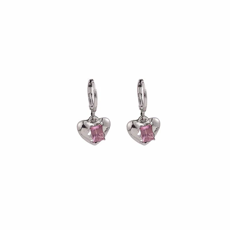 Wholesale Diamond Inlaid Love Alloy Earrings