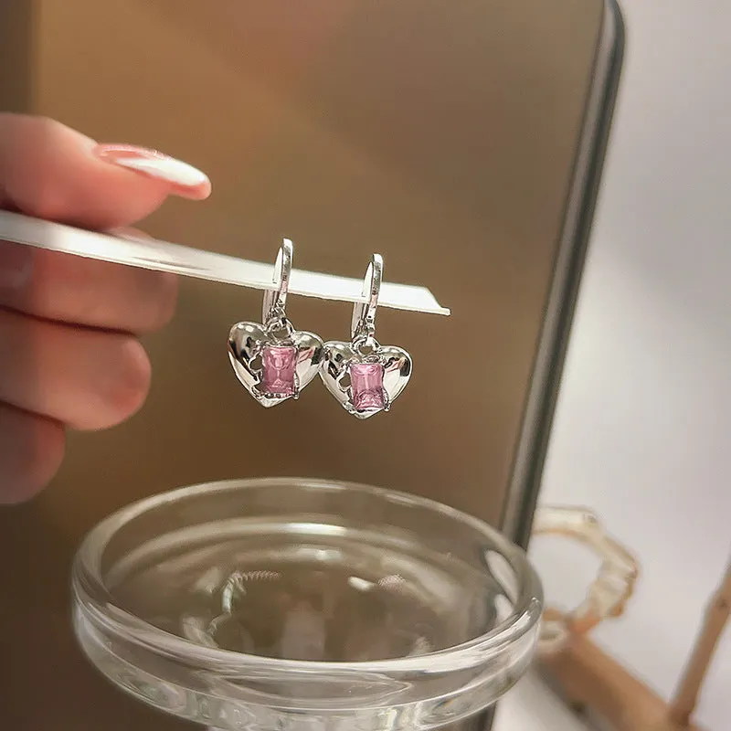 Wholesale Diamond Inlaid Love Alloy Earrings