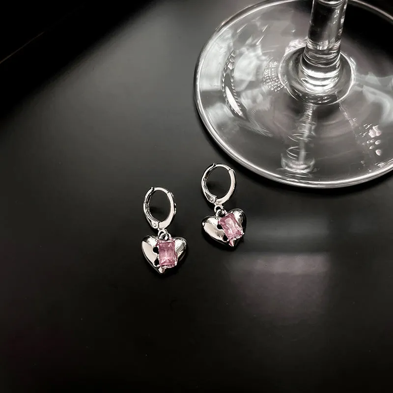 Wholesale Diamond Inlaid Love Alloy Earrings