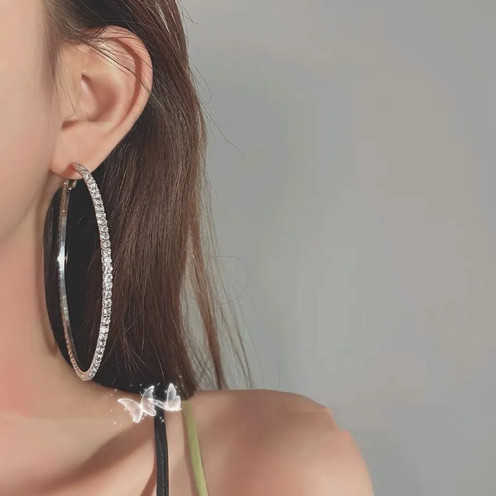 Wholesale Diamond Large Hoop Earrings Exaggerated Earrings