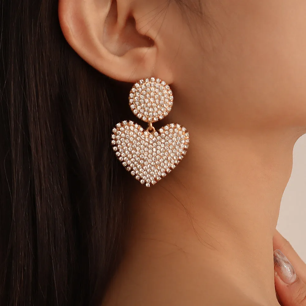 Wholesale Diamond Love Alloy Earrings