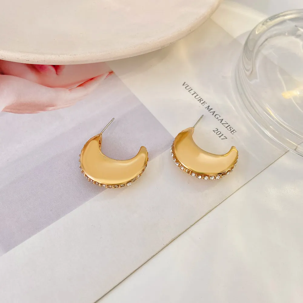 Wholesale Diamond Moon Geometric Alloy Earrings