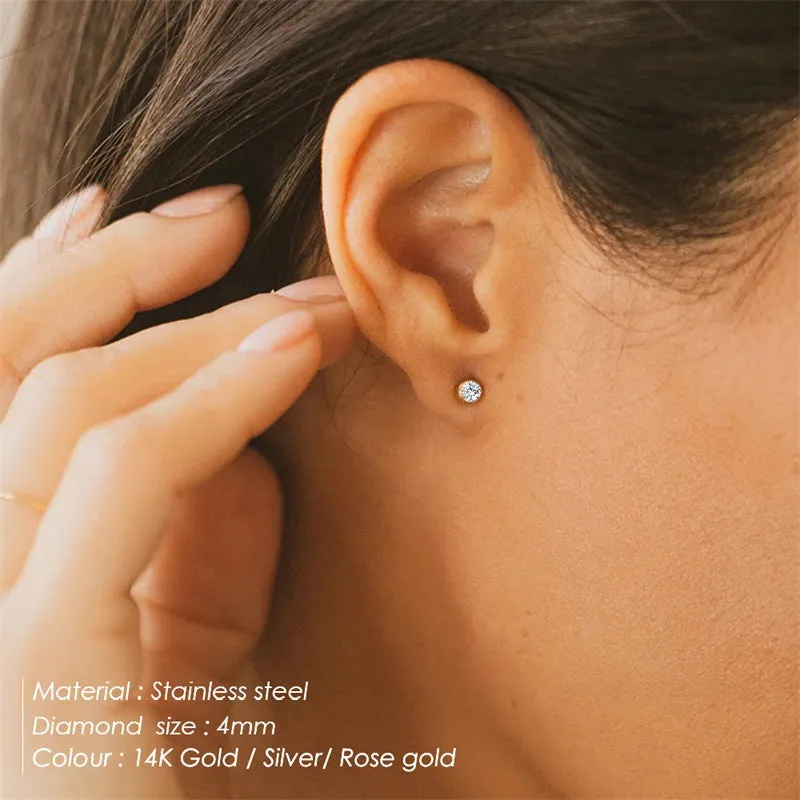Wholesale Diamond Set Colored Rhinestone Stainless Steel Earbones Earrings