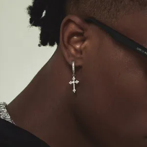 Wholesale Diamond Shaped Cross Copper Earrings with Diamond Inlay