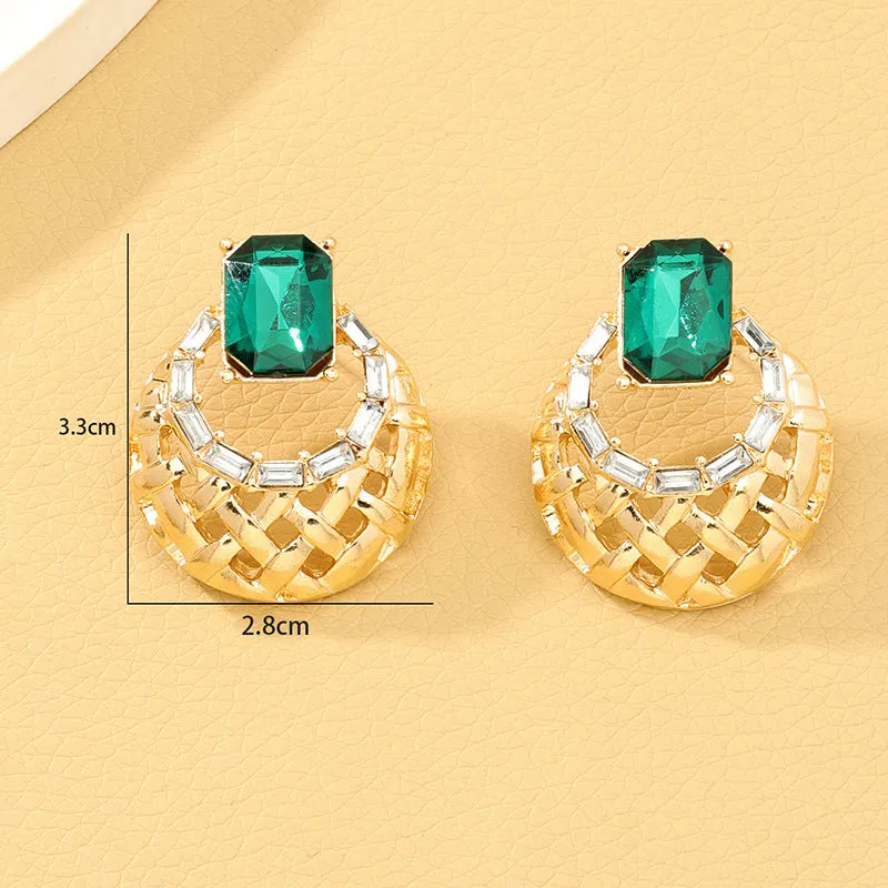 Wholesale Diamond Stud Hollow Alloy Earrings