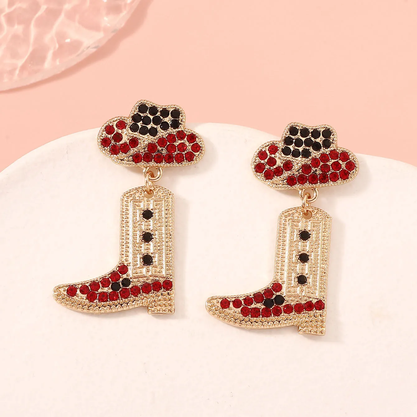 Wholesale Diamond Studded Denim Boots Zinc Alloy Earrings