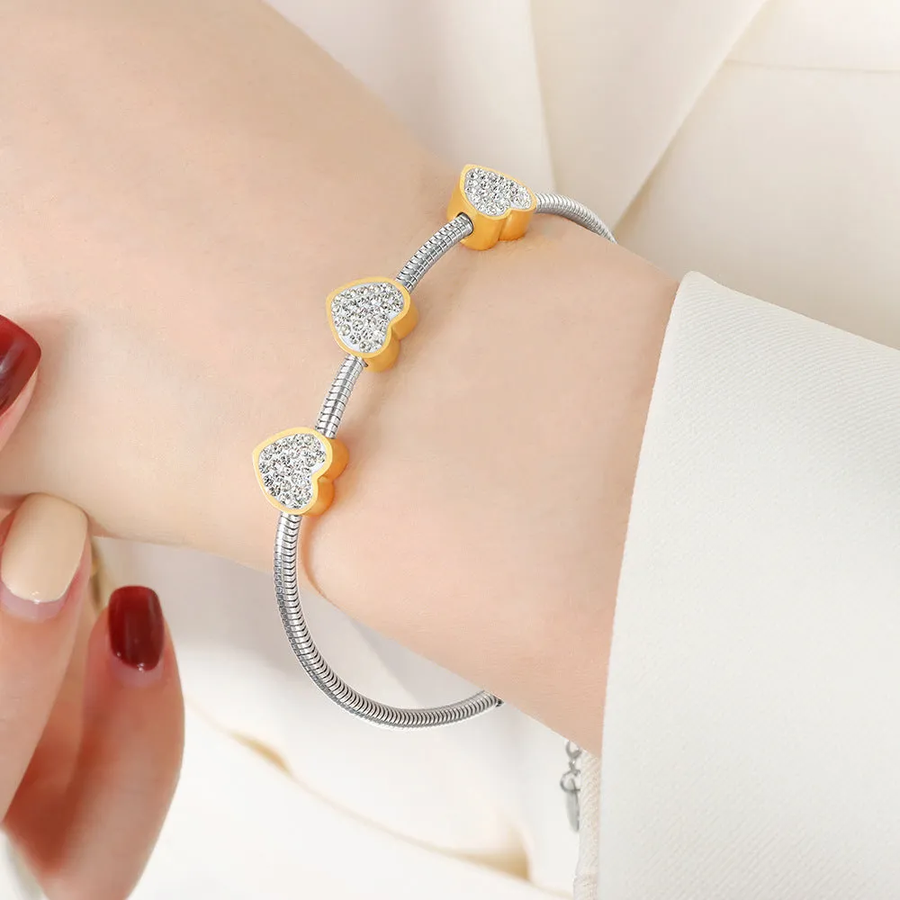 Wholesale Diamond Studded Titanium Steel Bracelet