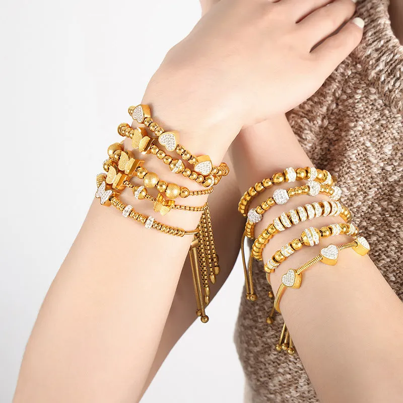 Wholesale Diamond Studded Titanium Steel Bracelet