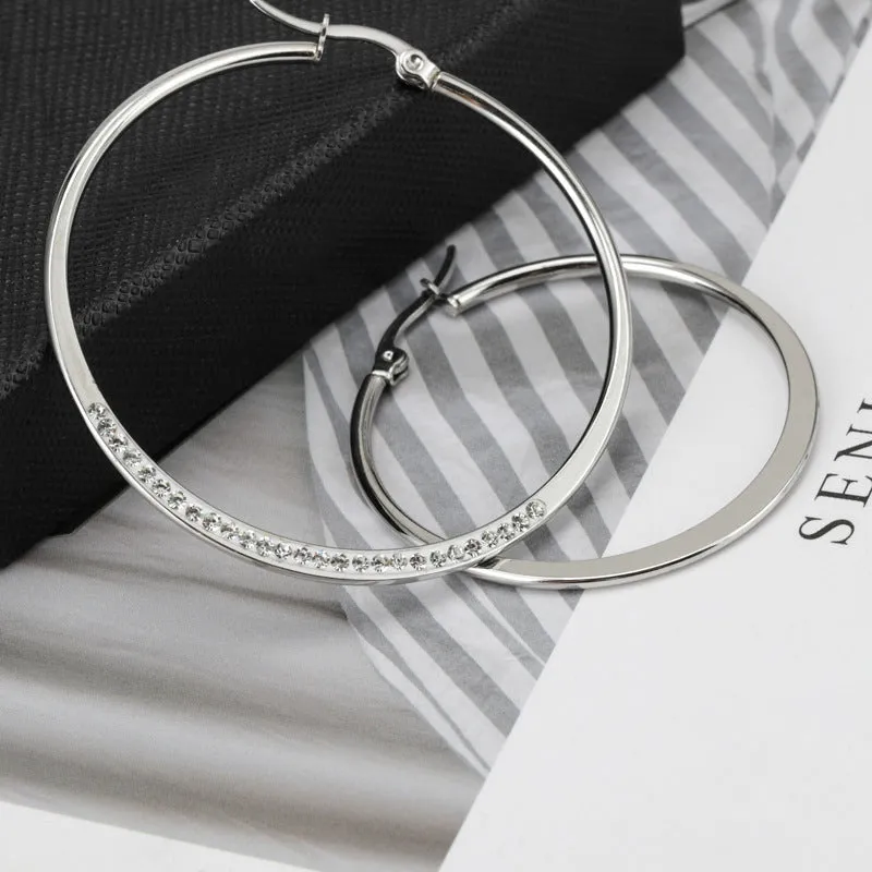 Wholesale Diamond Studded Titanium Steel Earrings