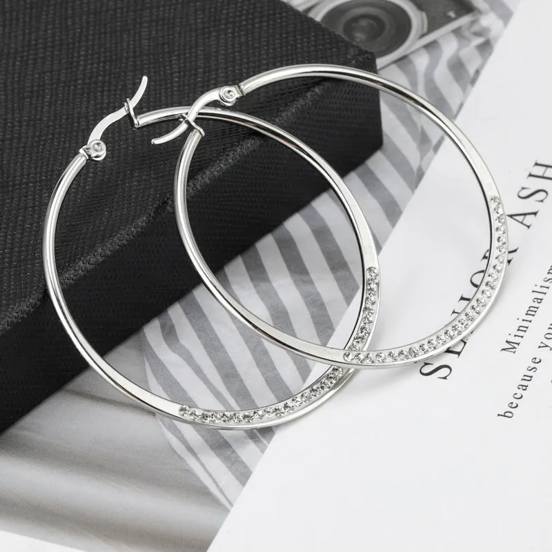 Wholesale Diamond Studded Titanium Steel Earrings