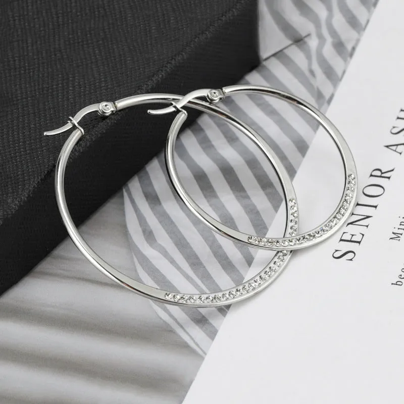 Wholesale Diamond Studded Titanium Steel Earrings