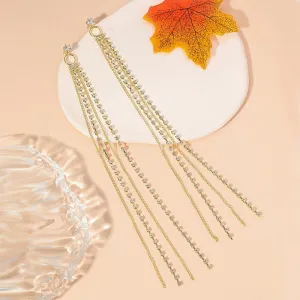 Wholesale Diamond Tassel Palace Style Long Geometric Earrings