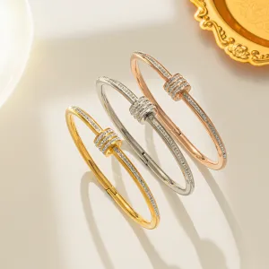 Wholesale Diamond titanium steel Taigang rose gold open bracelet