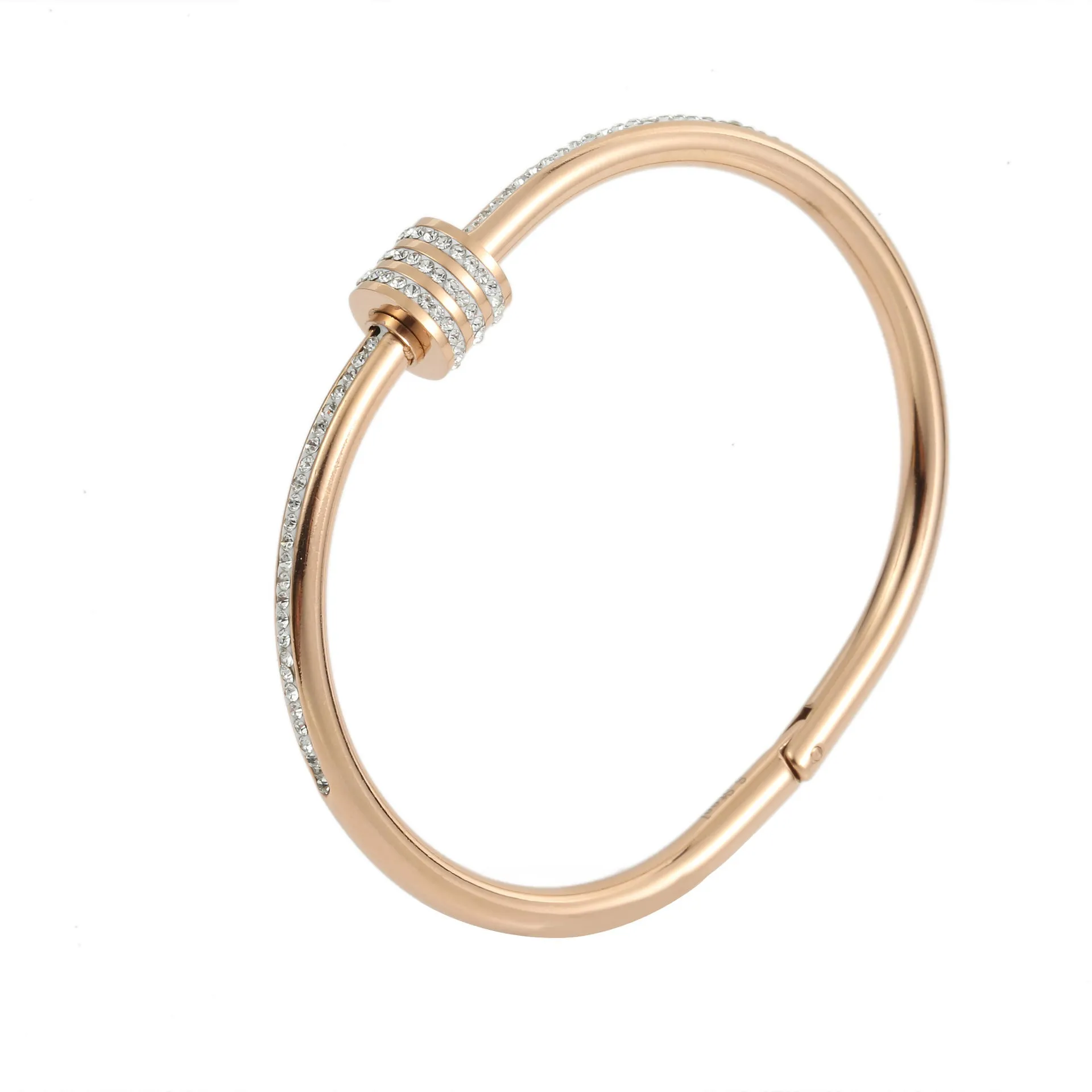 Wholesale Diamond titanium steel Taigang rose gold open bracelet
