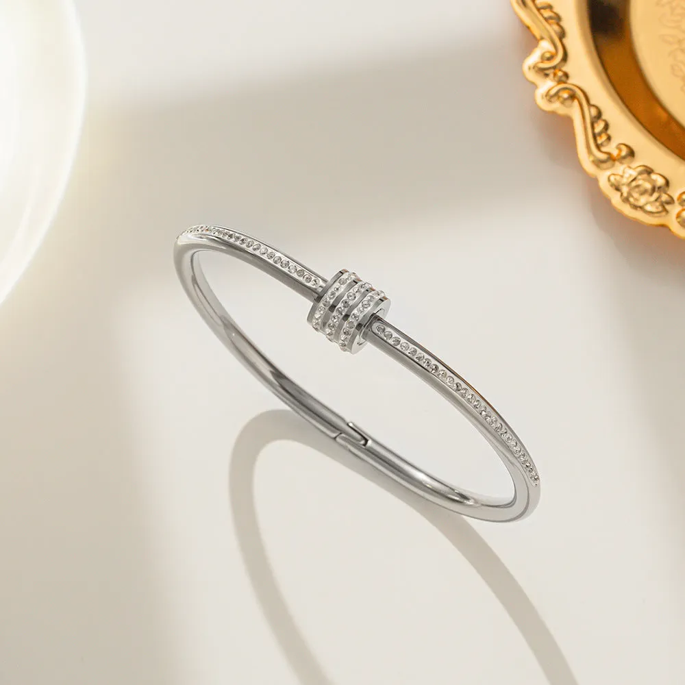 Wholesale Diamond titanium steel Taigang rose gold open bracelet