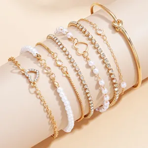 Wholesale Diamond zircon heart bracelet 8-piece set