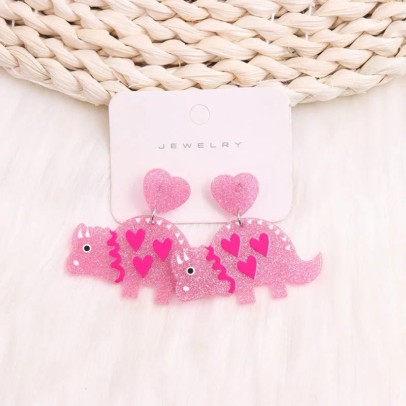 Wholesale Dinosaur Love Acrylic Earrings