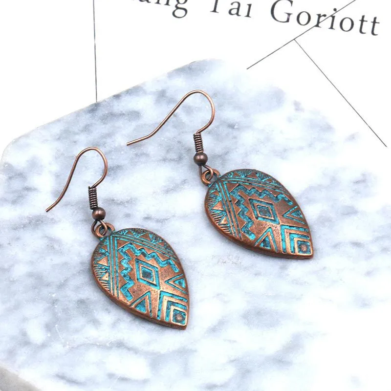 Wholesale Distressed Love Shape Alloy Pendant Hook Earrings