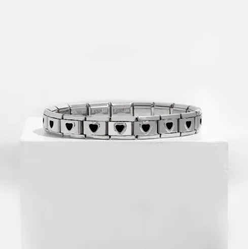 Wholesale DIY 9mm Module Bracelet Love Double Heart Gemstone Series Stainless Steel Splicing Jewelry Single Piece