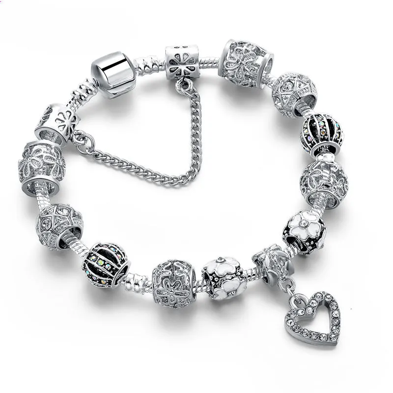 Wholesale DIY Hollow Flower Alloy Beaded Bracelets