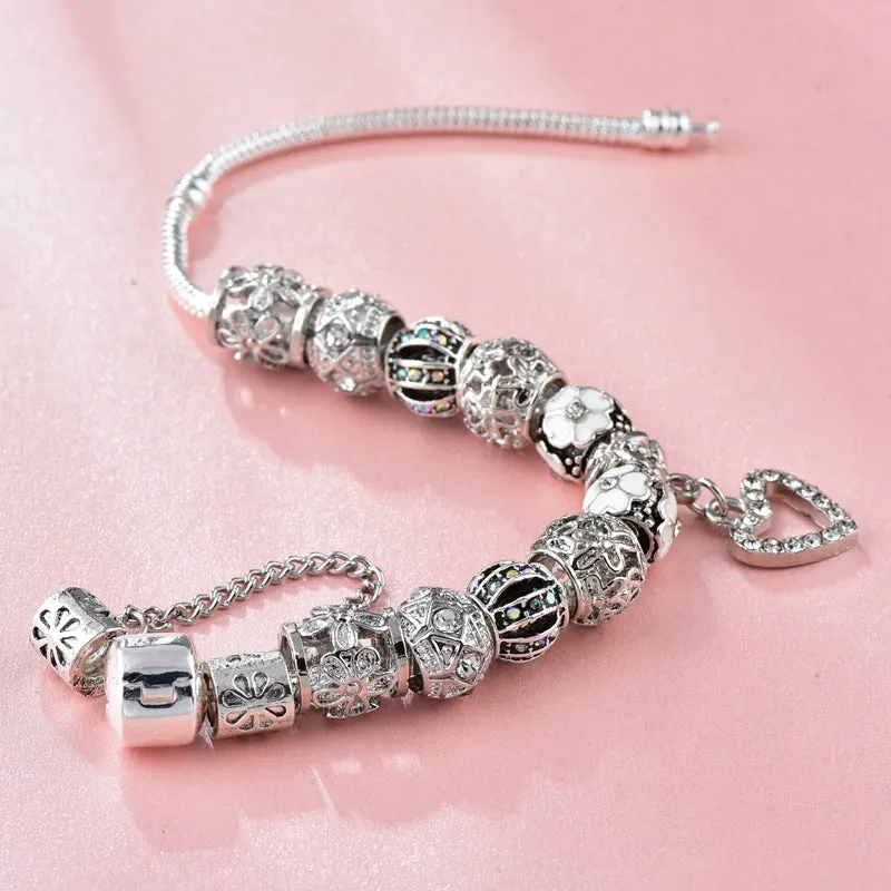 Wholesale DIY Hollow Flower Alloy Beaded Bracelets