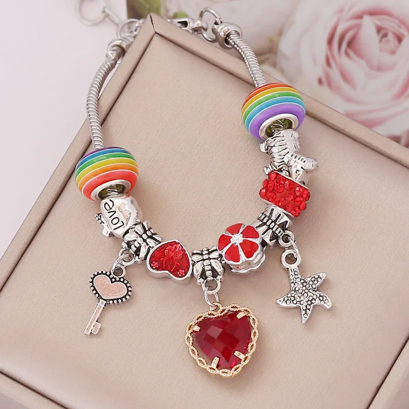 Wholesale DIY Love Crystal Glass Alloy Bracelet