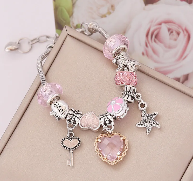 Wholesale DIY Love Crystal Glass Alloy Bracelet