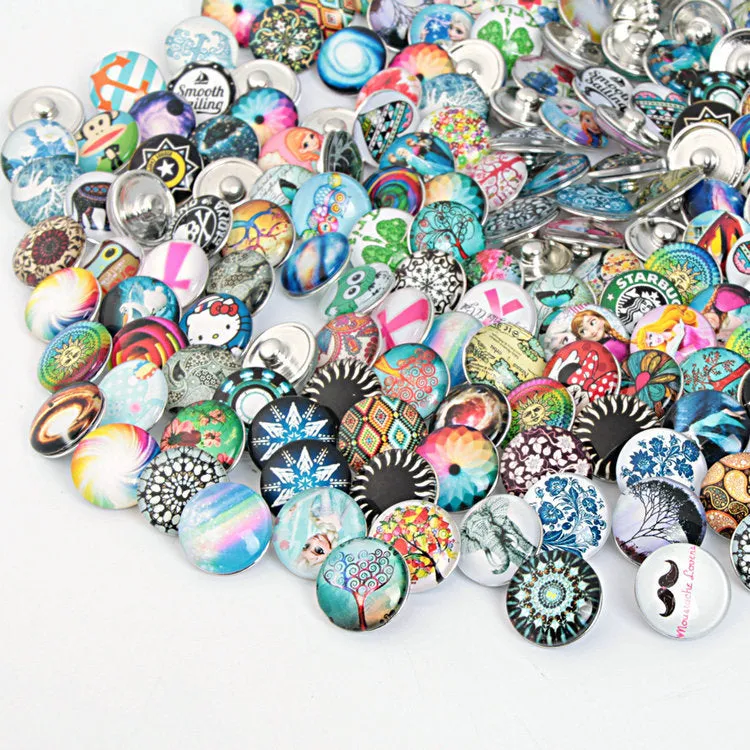 Wholesale DIY Snap Chrome Bracelets Alloy Pendants Glass Buttons