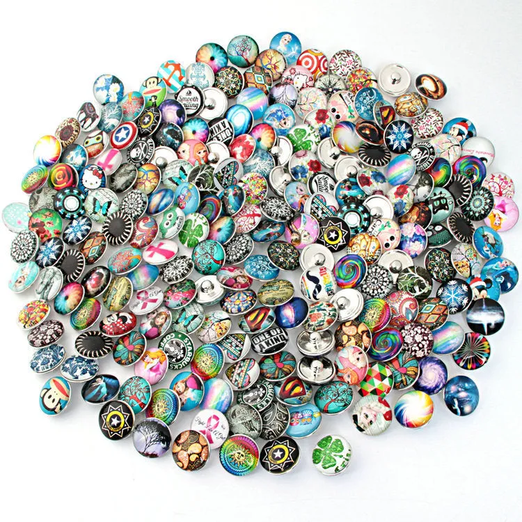 Wholesale DIY Snap Chrome Bracelets Alloy Pendants Glass Buttons