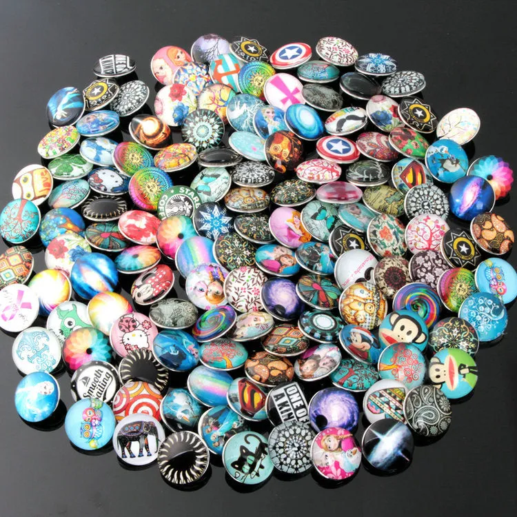 Wholesale DIY Snap Chrome Bracelets Alloy Pendants Glass Buttons